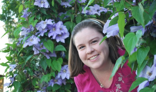 Bethany in the garden outside the Sotlzfus Farm Restaurant