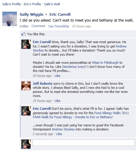 I did as you asked. Can't wait to meet you and Bethany at the walk. 