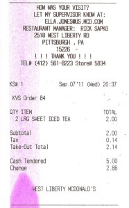 McReceipt 09/07/2011