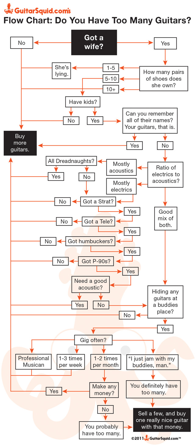 GuitarSquid.com | Flow Chart: Do You Have Too Many Guitars? GuitarSquid.com | Flow Chart: Do You Have Too Many Guitars?