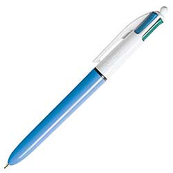 BIC® 4-Color™ Retractable Ballpoint Pen, 1.0 mm, Medium Point, Blue Barrel, Assorted Ink