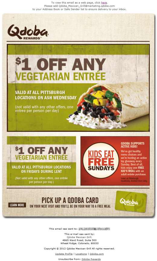 Qdoba Pittsburgh | Ash Wednesday and Friday Lenten Special - $1 Off Vegetarian Entrees Qdoba Pittsburgh | Ash Wednesday and Friday Lenten Special - $1 Off Vegetarian Entrees