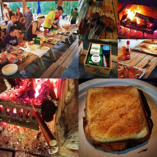 Typical mountain pie preparation, assembly, & cooking at church camp. Typical mountain pie preparation, assembly, & cooking at church camp.