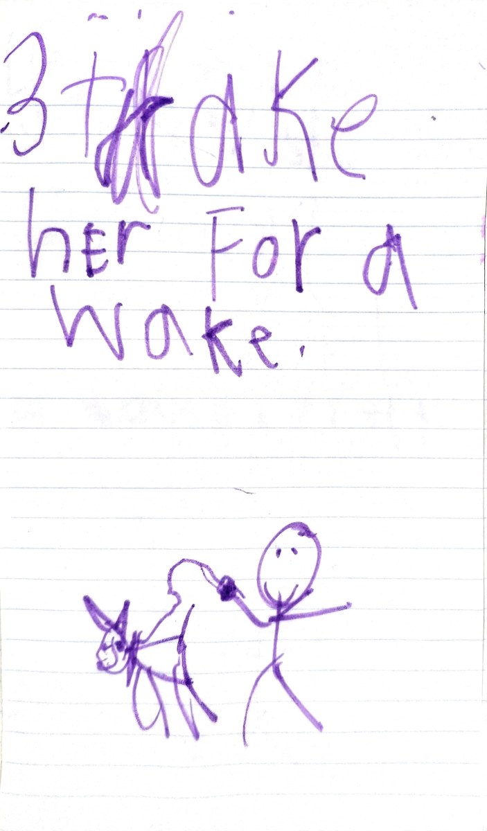 3. Take her for a wake. [I really hope she means walk here, but a dog at a wake may be fun.]