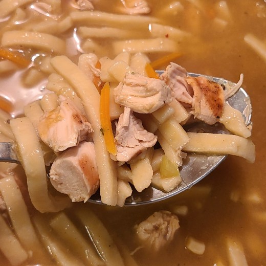 A big ol' spoonful of chicken noodle soup.