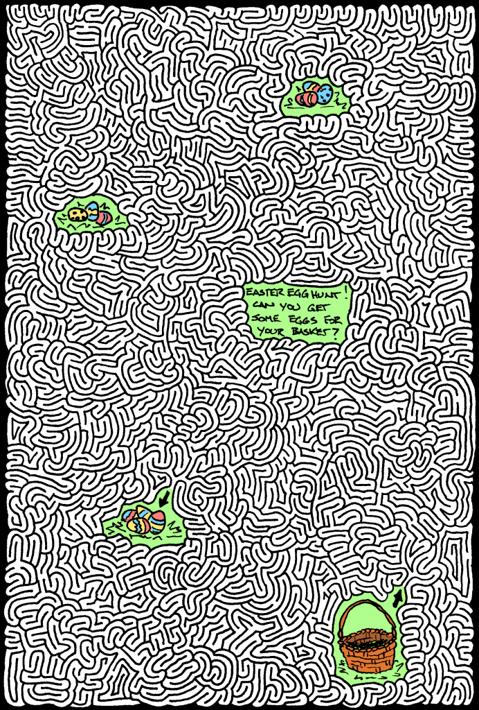 It's a hand-drawn Easter egg hunt themed maze.